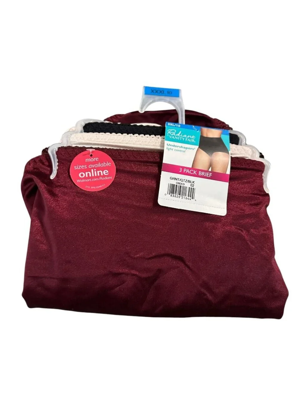 VANITY FAIR 3 Pack Radiant Women’s 3XL 10 Undershapers Hi-Cut Satin Briefs NEW